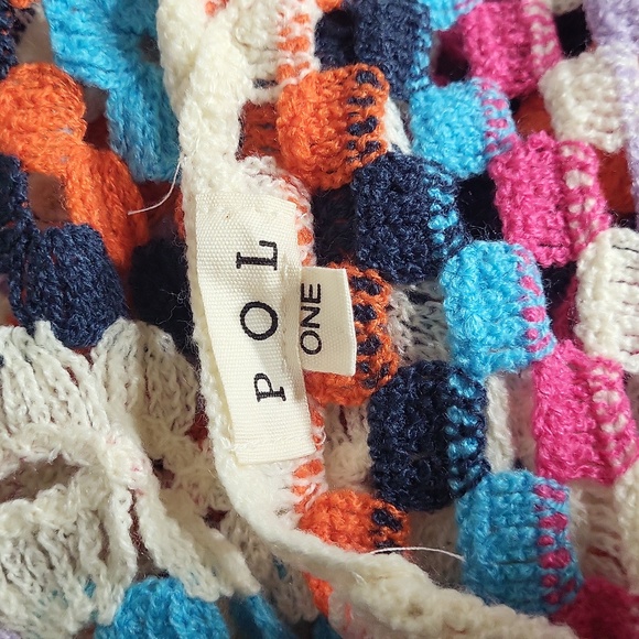 POL One Size Granny Square Duster Crochet Cardigan Knit Boho Colorful Open‎ NWOT - Picture 3 of 8